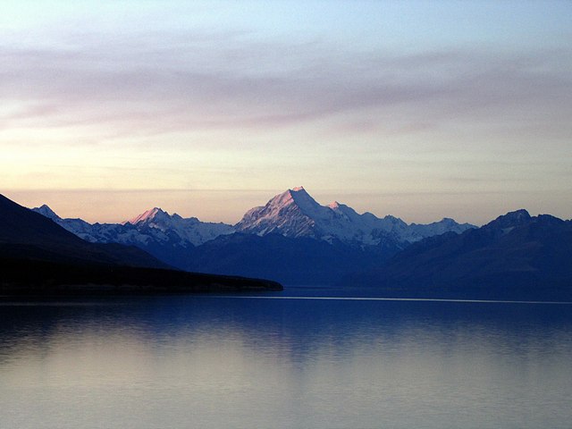 Sunset Behind Mt. Cook from Lake Pukaki