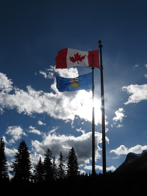 Canadian and Alberta Flags