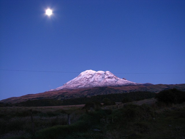 Chimborazo Volcano in Moonlight