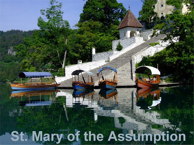 St. Mary of the Assumption & Pletna Boats