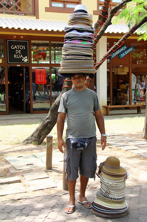 Hat Vendor at Praia do Forte 
