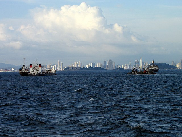 Ships and Panama City Skyline